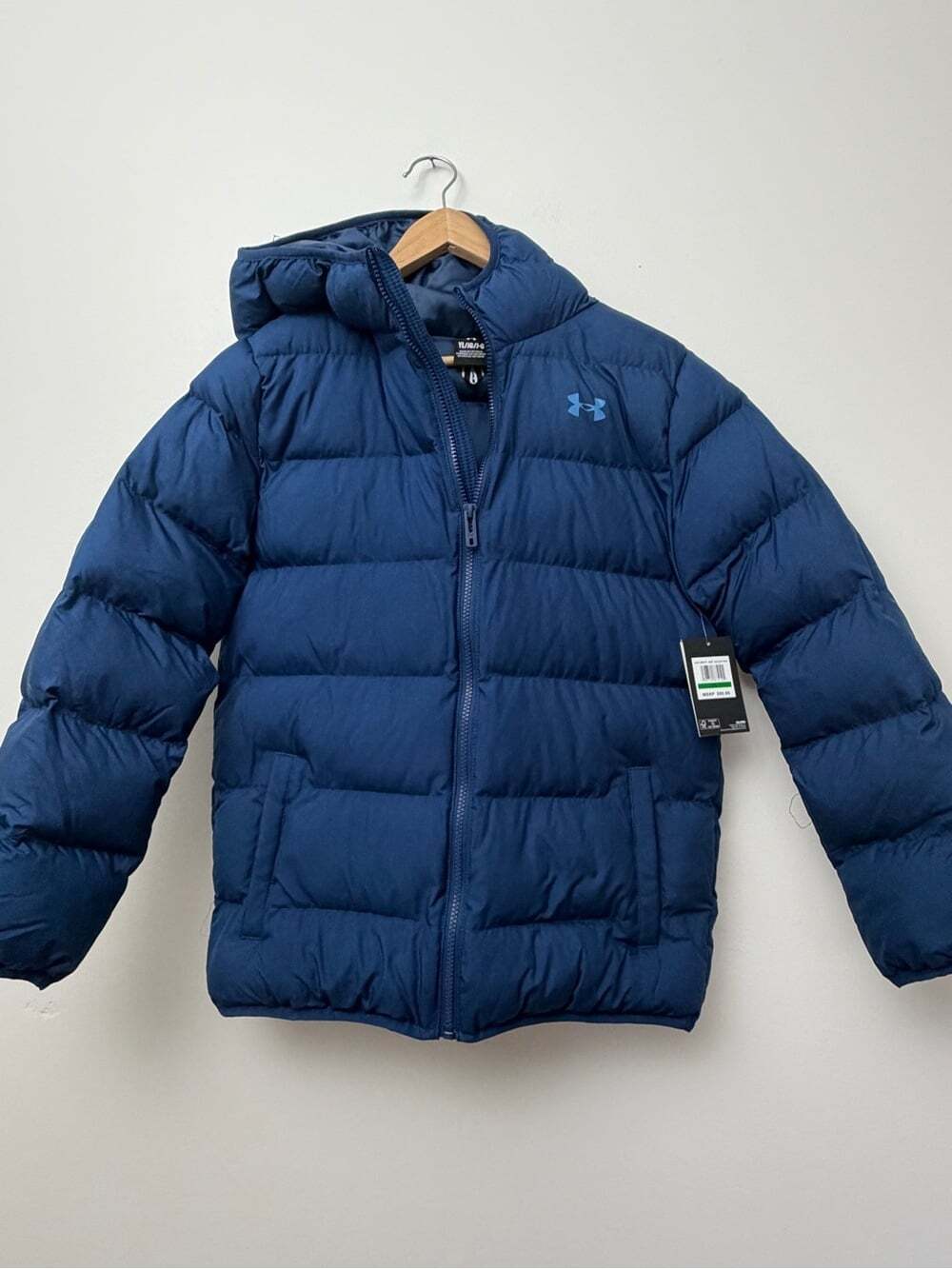 NWT Under Armour UA Storm Youth Large Navy Hooded Puffer Jacket YL